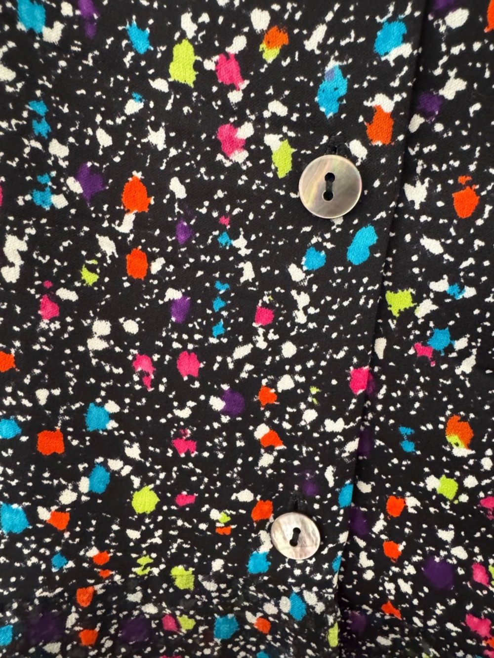 Diane Von Furstenberg Catherine Black Silk Dress with Multicolor Speckle Print - Picture 5 of 13